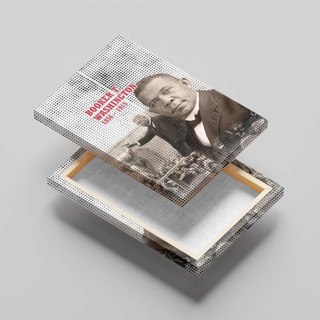 Booker T. Washington Canvas Wall Art Halftone Portrait Design Tilling a Field Quote Historical Civil Rights Tribute - Wonder Print Shop
