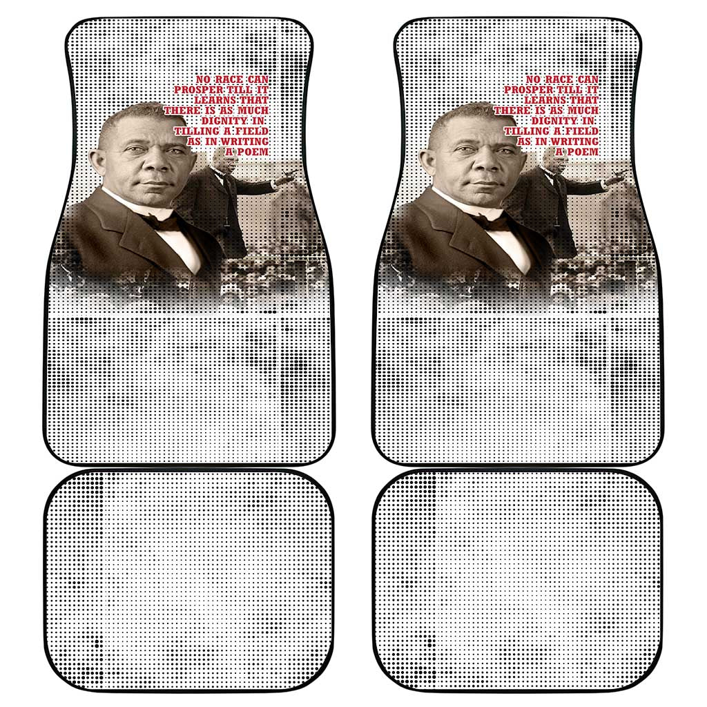 Booker T. Washington Car Mats Halftone Portrait Design Tilling a Field Quote Historical Civil Rights Tribute - Wonder Print Shop