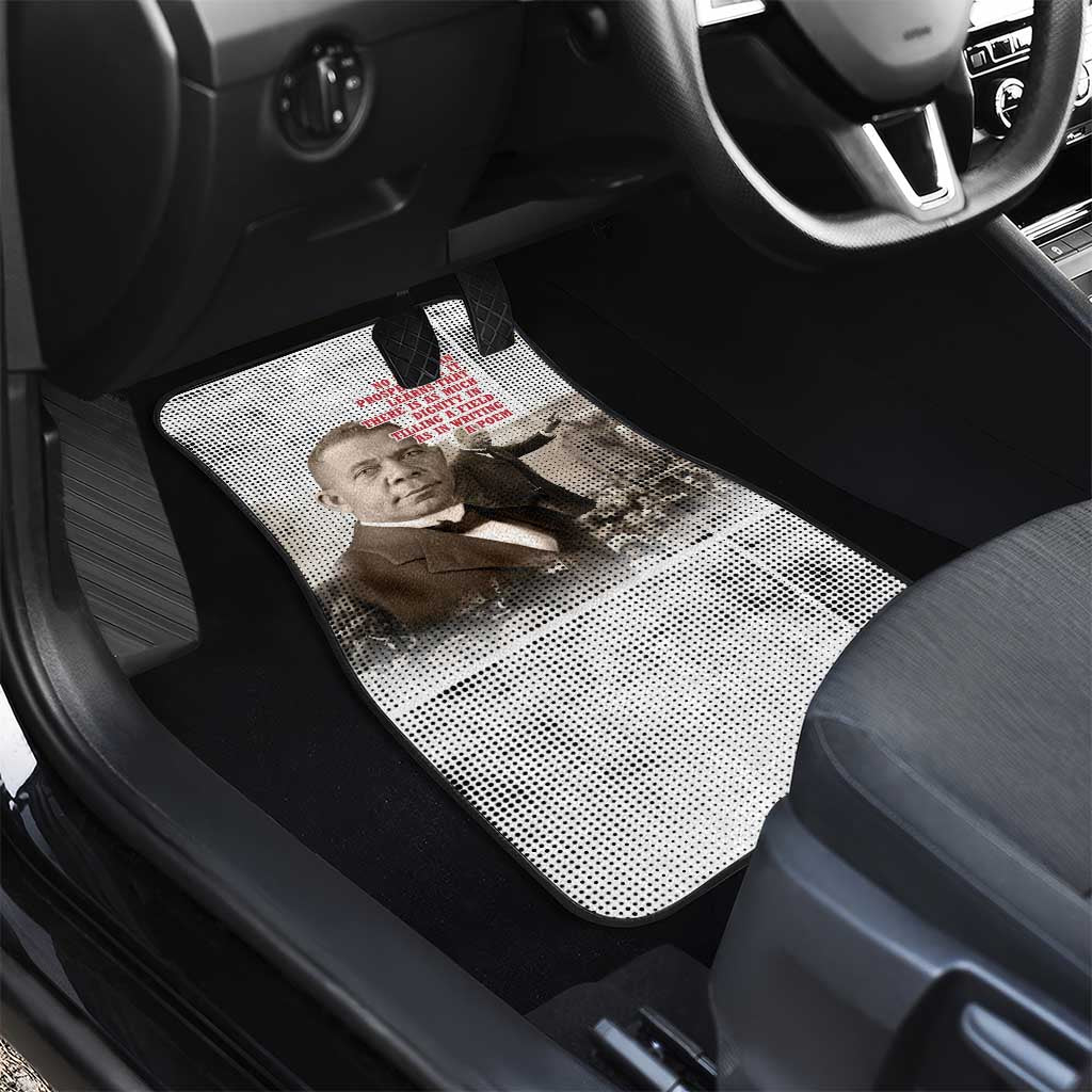 Booker T. Washington Car Mats Halftone Portrait Design Tilling a Field Quote Historical Civil Rights Tribute - Wonder Print Shop