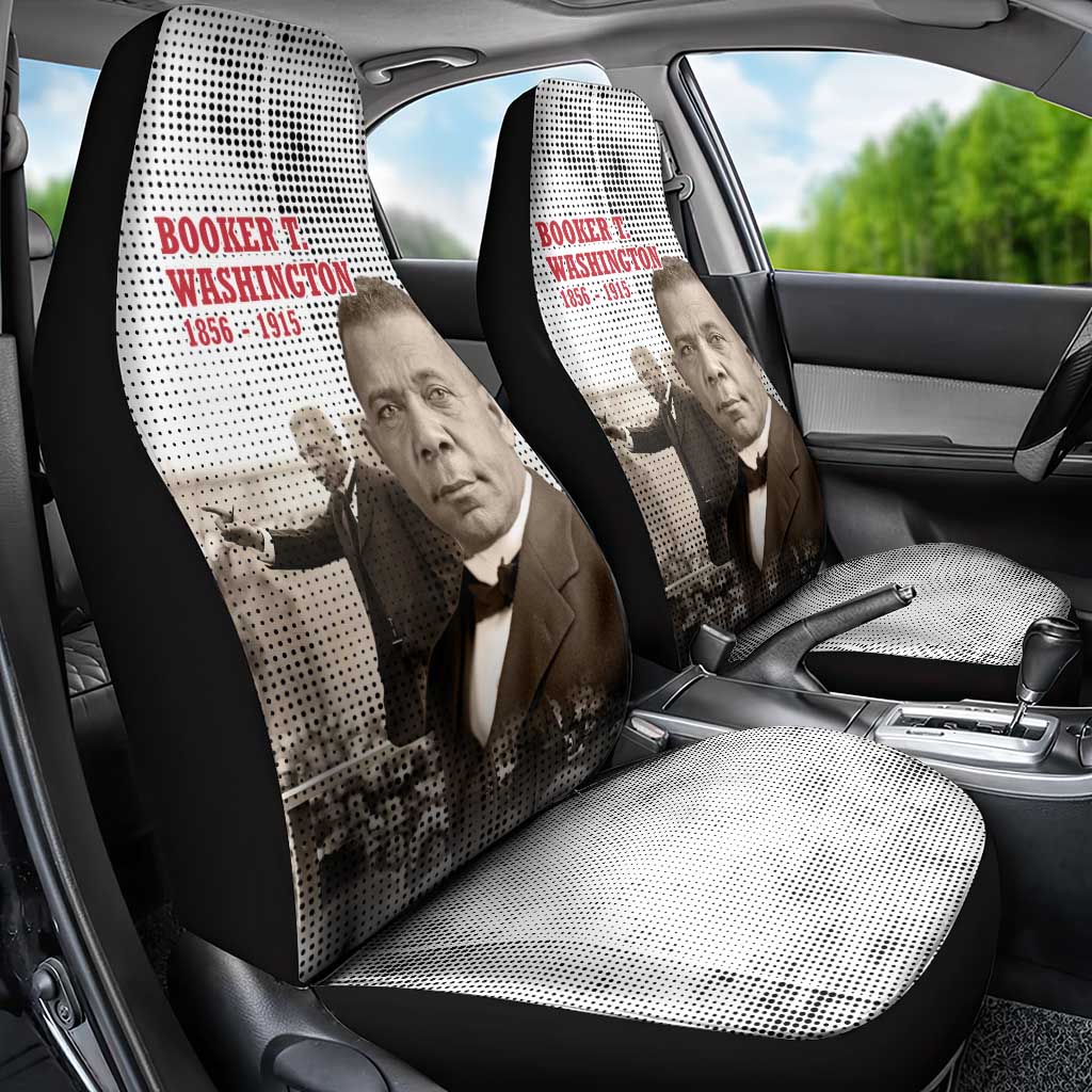 Booker T. Washington Car Seat Cover Halftone Portrait Design Tilling a Field Quote Historical Civil Rights Tribute - Wonder Print Shop
