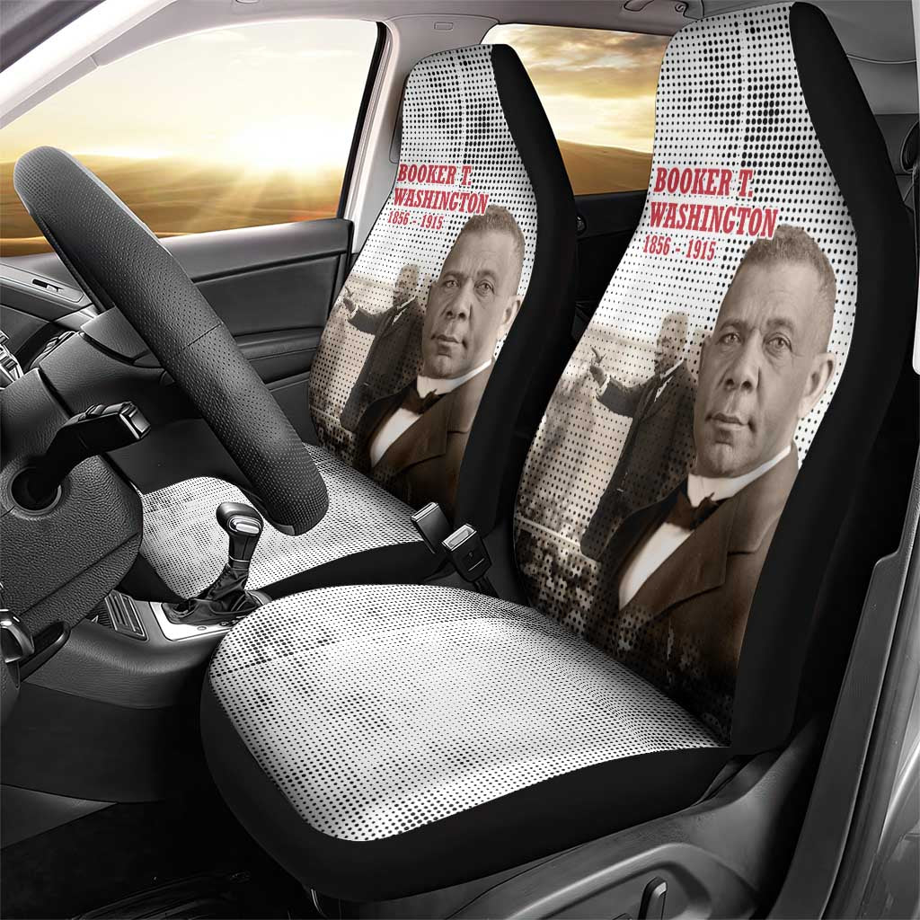 Booker T. Washington Car Seat Cover Halftone Portrait Design Tilling a Field Quote Historical Civil Rights Tribute - Wonder Print Shop