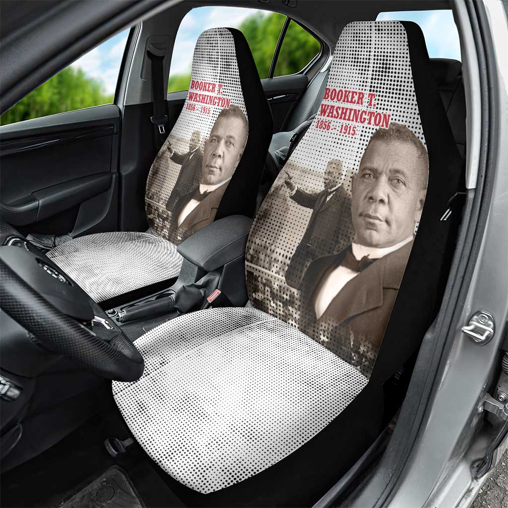 Booker T. Washington Car Seat Cover Halftone Portrait Design Tilling a Field Quote Historical Civil Rights Tribute - Wonder Print Shop