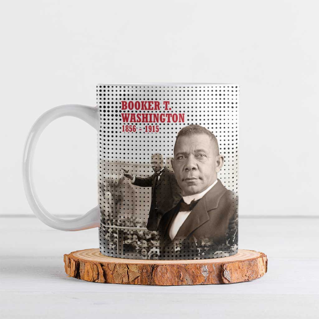 Booker T. Washington Ceramic Mug Halftone Portrait Design Tilling a Field Quote Historical Civil Rights Tribute - Wonder Print Shop