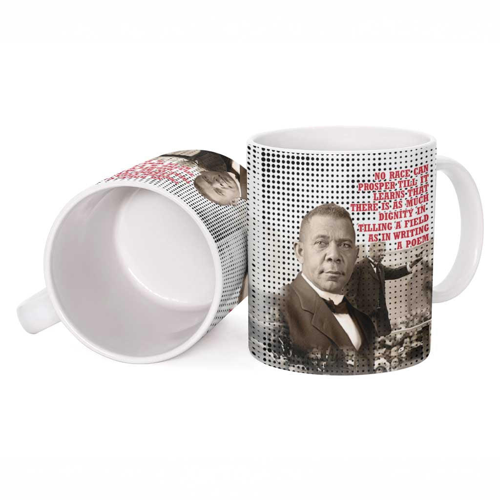 Booker T. Washington Ceramic Mug Halftone Portrait Design Tilling a Field Quote Historical Civil Rights Tribute - Wonder Print Shop