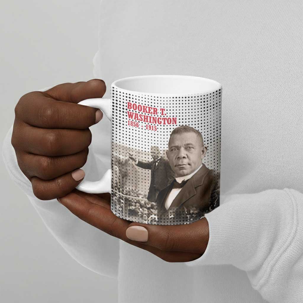 Booker T. Washington Ceramic Mug Halftone Portrait Design Tilling a Field Quote Historical Civil Rights Tribute - Wonder Print Shop