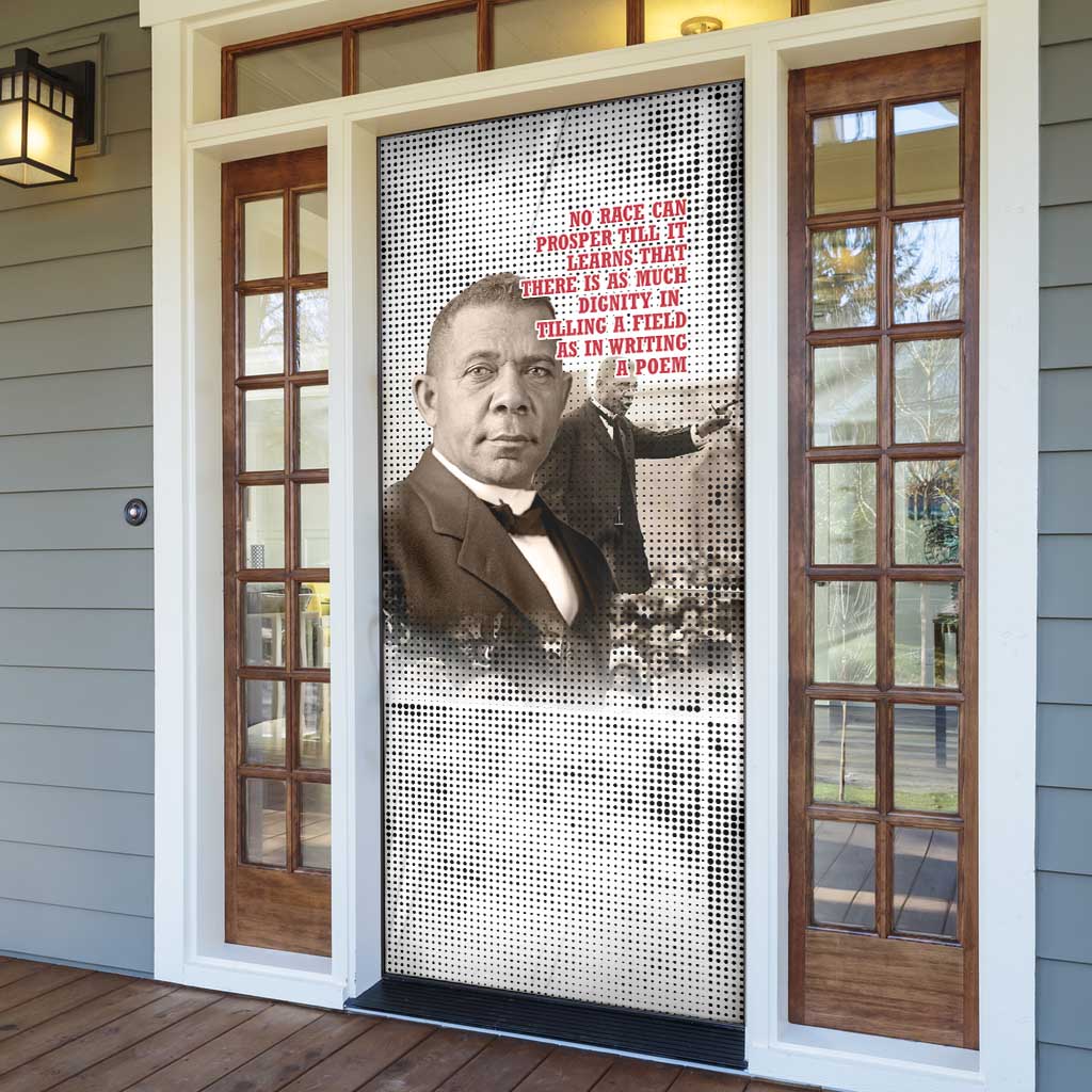 Booker T. Washington Door Cover Halftone Portrait Design Tilling a Field Quote Historical Civil Rights Tribute - Wonder Print Shop