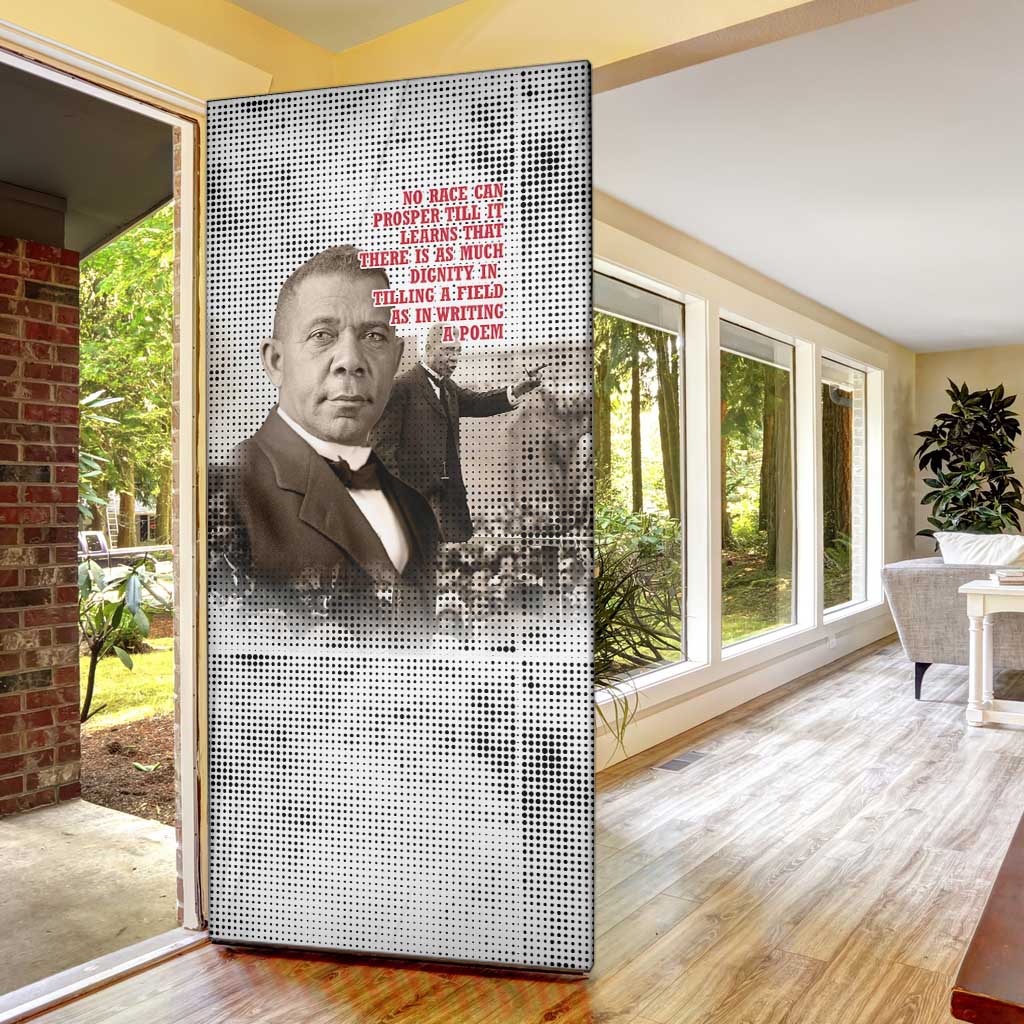 Booker T. Washington Door Cover Halftone Portrait Design Tilling a Field Quote Historical Civil Rights Tribute - Wonder Print Shop