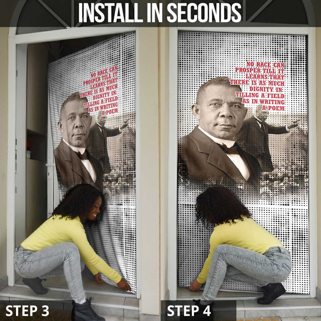 Booker T. Washington Door Cover Halftone Portrait Design Tilling a Field Quote Historical Civil Rights Tribute - Wonder Print Shop