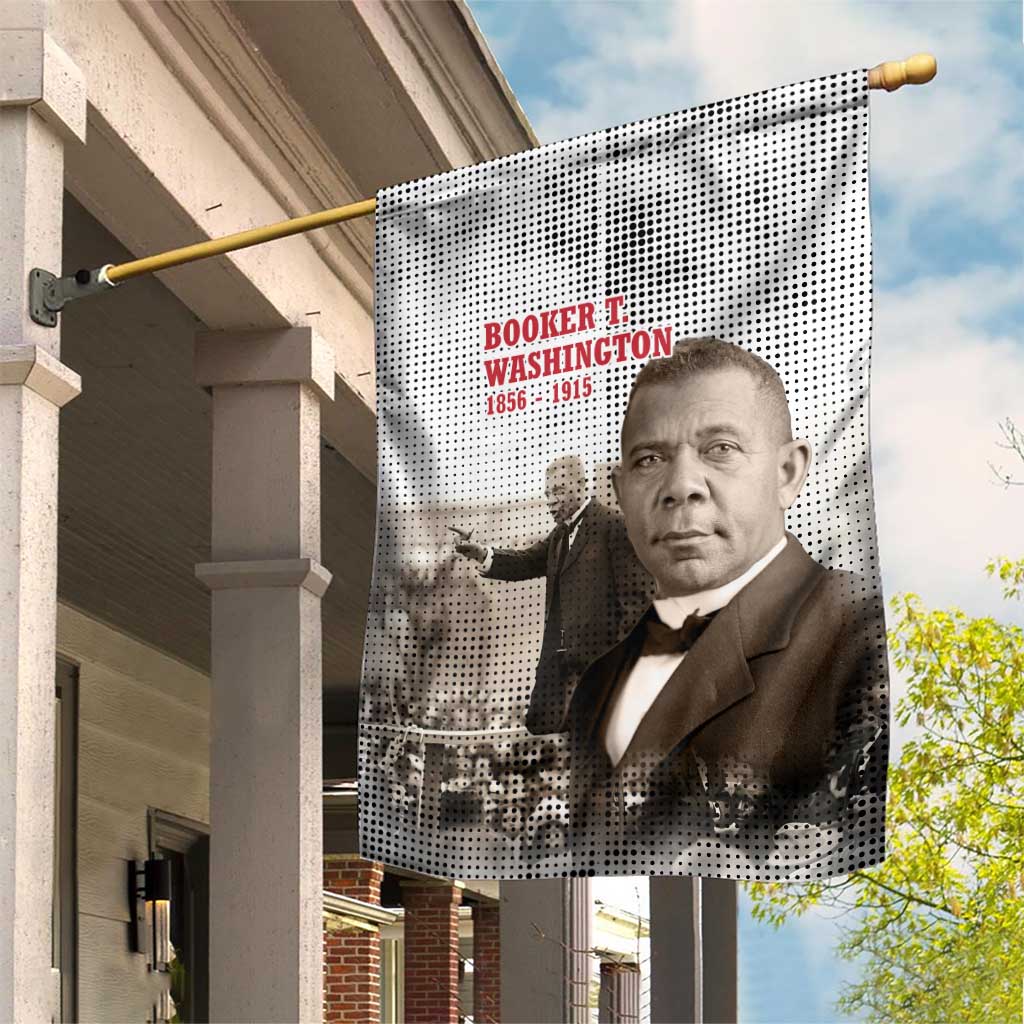 Booker T. Washington Garden Flag Halftone Portrait Design Tilling a Field Quote Historical Civil Rights Tribute - Wonder Print Shop