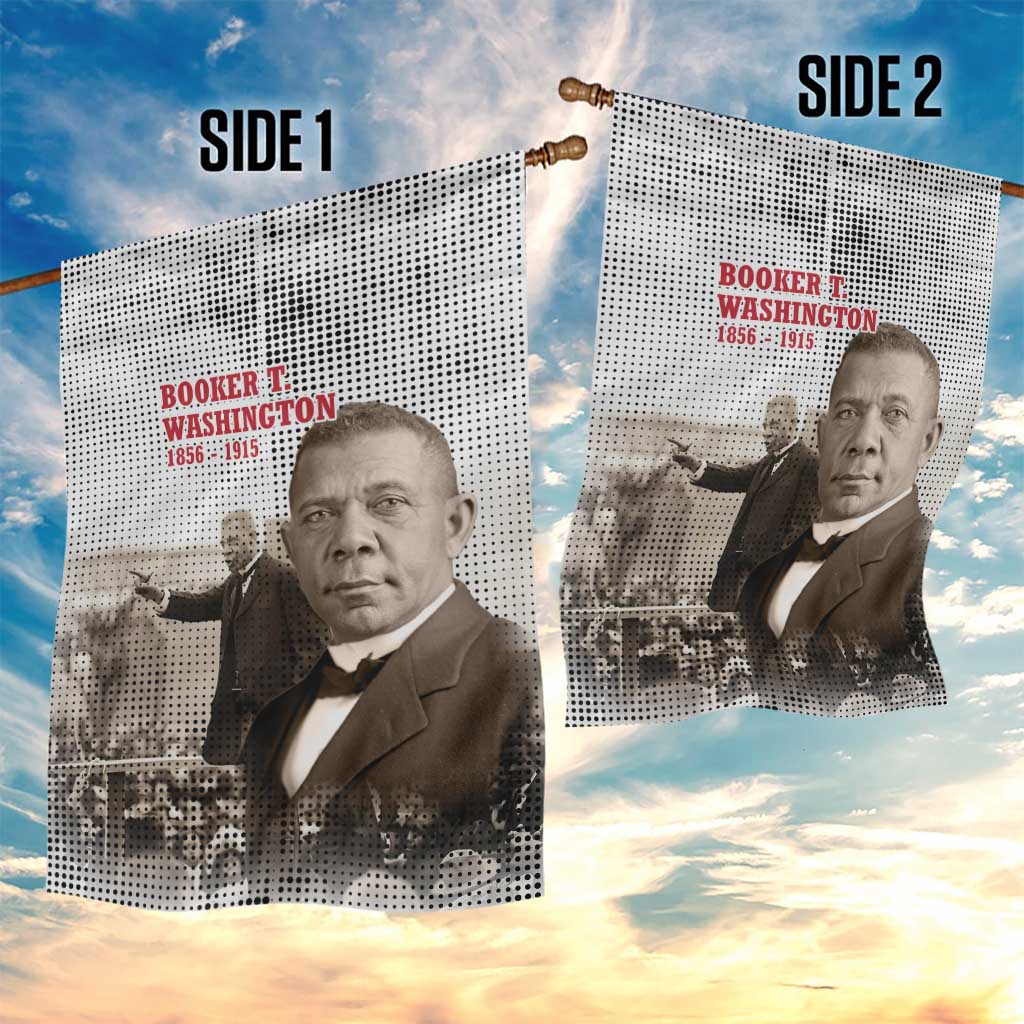 Booker T. Washington Garden Flag Halftone Portrait Design Tilling a Field Quote Historical Civil Rights Tribute - Wonder Print Shop