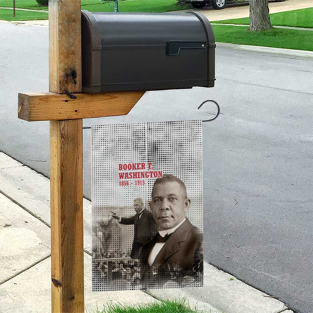 Booker T. Washington Garden Flag Halftone Portrait Design Tilling a Field Quote Historical Civil Rights Tribute - Wonder Print Shop