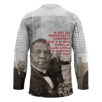 Booker T. Washington Hockey Jersey Halftone Portrait Design Tilling a Field Quote Historical Civil Rights Tribute - Wonder Print Shop