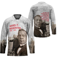 Booker T. Washington Hockey Jersey Halftone Portrait Design Tilling a Field Quote Historical Civil Rights Tribute - Wonder Print Shop