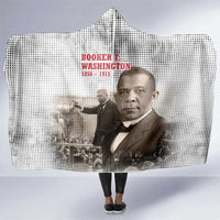Booker T. Washington Hooded Blanket Halftone Portrait Design Tilling a Field Quote Historical Civil Rights Tribute - Wonder Print Shop