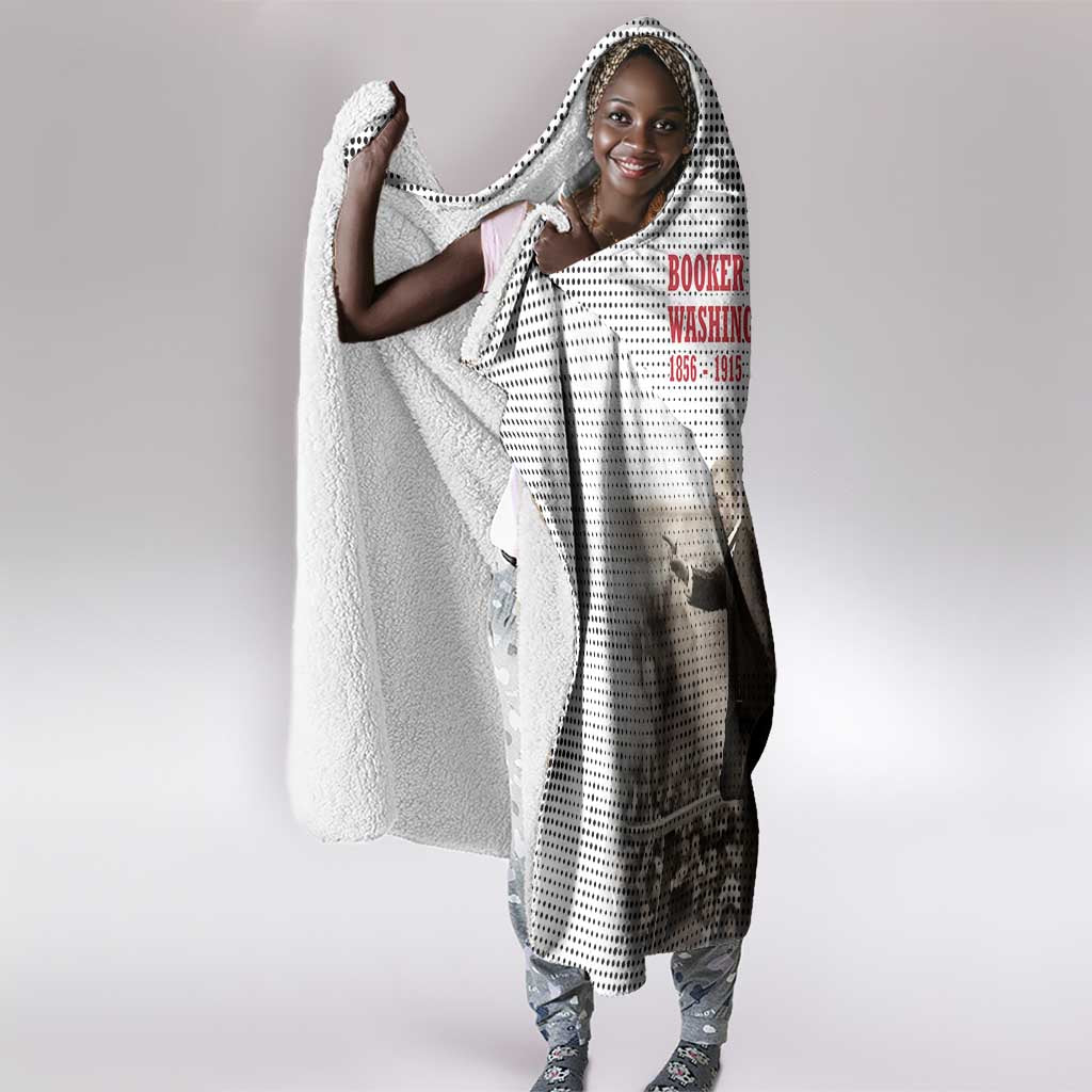 Booker T. Washington Hooded Blanket Halftone Portrait Design Tilling a Field Quote Historical Civil Rights Tribute - Wonder Print Shop