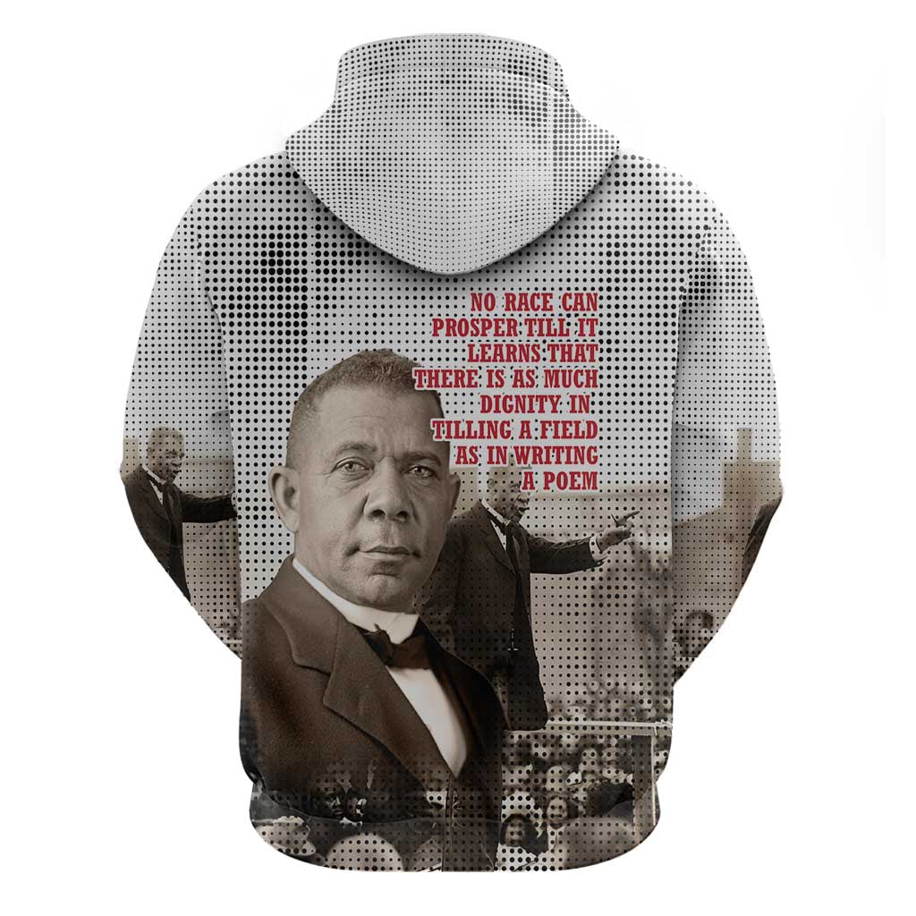 Booker T. Washington Hoodie Halftone Portrait Design Tilling a Field Quote Historical Civil Rights Tribute - Wonder Print Shop