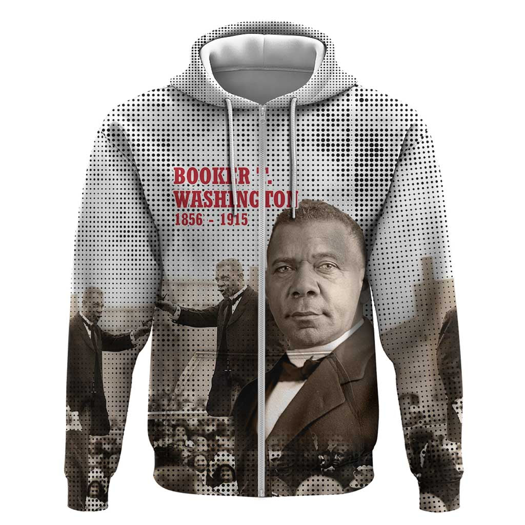 Booker T. Washington Hoodie Halftone Portrait Design Tilling a Field Quote Historical Civil Rights Tribute - Wonder Print Shop
