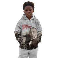 Booker T. Washington Kid Hoodie Halftone Portrait Design Tilling a Field Quote Historical Civil Rights Tribute - Wonder Print Shop