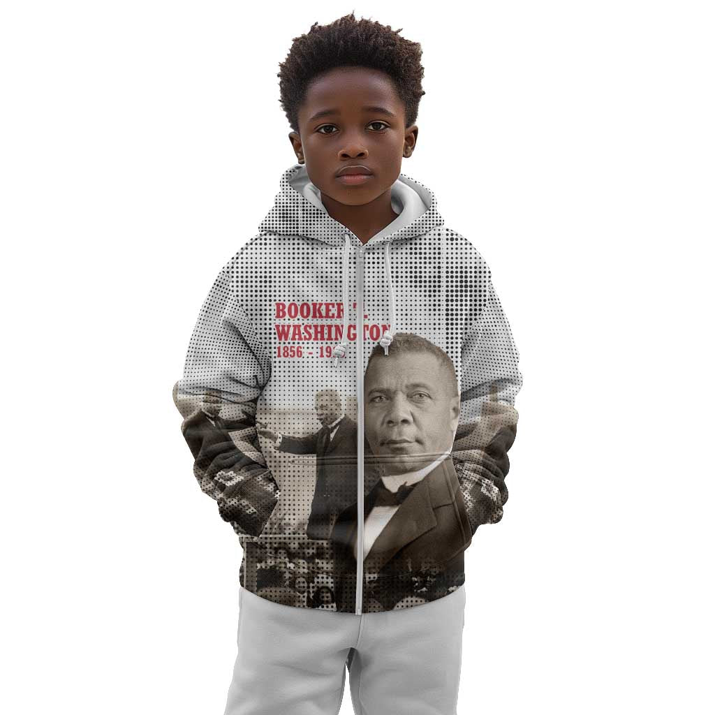 Booker T. Washington Kid Hoodie Halftone Portrait Design Tilling a Field Quote Historical Civil Rights Tribute - Wonder Print Shop