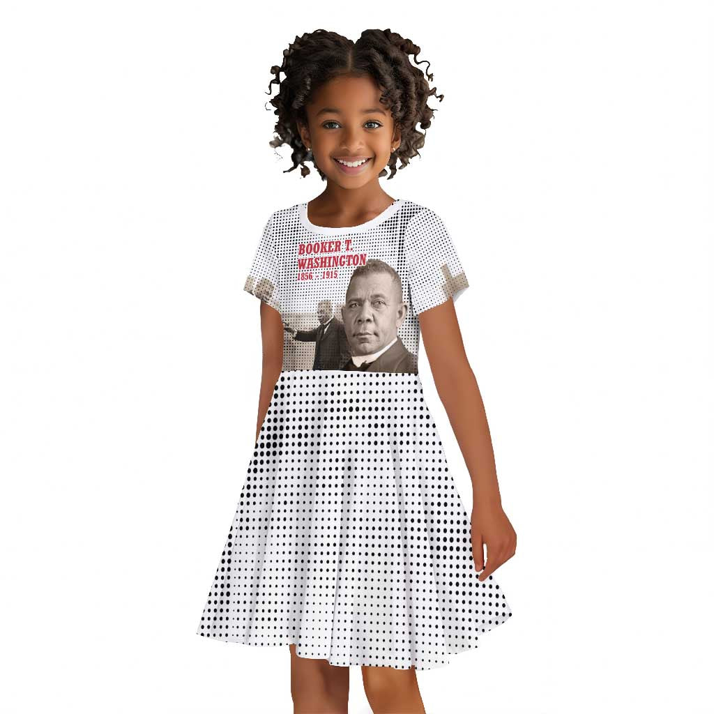 Booker T. Washington Kid Short Sleeve Dress Halftone Portrait Design Tilling a Field Quote Historical Civil Rights Tribute TS04