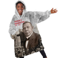 Booker T. Washington Kid Wearable Blanket Hoodie Halftone Portrait Design Tilling a Field Quote Historical Civil Rights Tribute - Wonder Print Shop