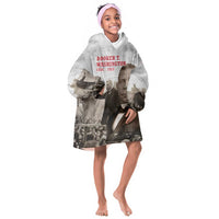 Booker T. Washington Kid Wearable Blanket Hoodie Halftone Portrait Design Tilling a Field Quote Historical Civil Rights Tribute - Wonder Print Shop