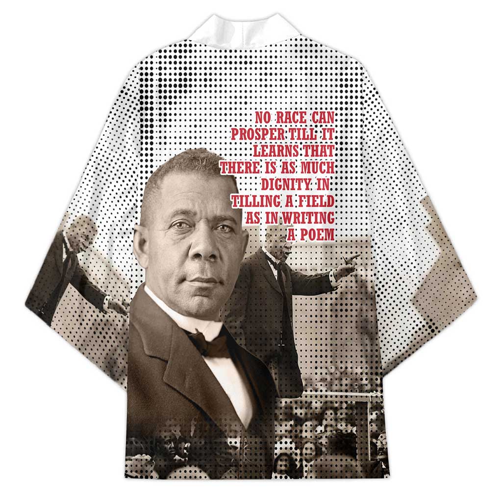 Booker T. Washington Kimono Halftone Portrait Design Tilling a Field Quote Historical Civil Rights Tribute - Wonder Print Shop