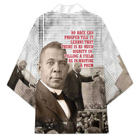 Booker T. Washington Kimono Halftone Portrait Design Tilling a Field Quote Historical Civil Rights Tribute - Wonder Print Shop