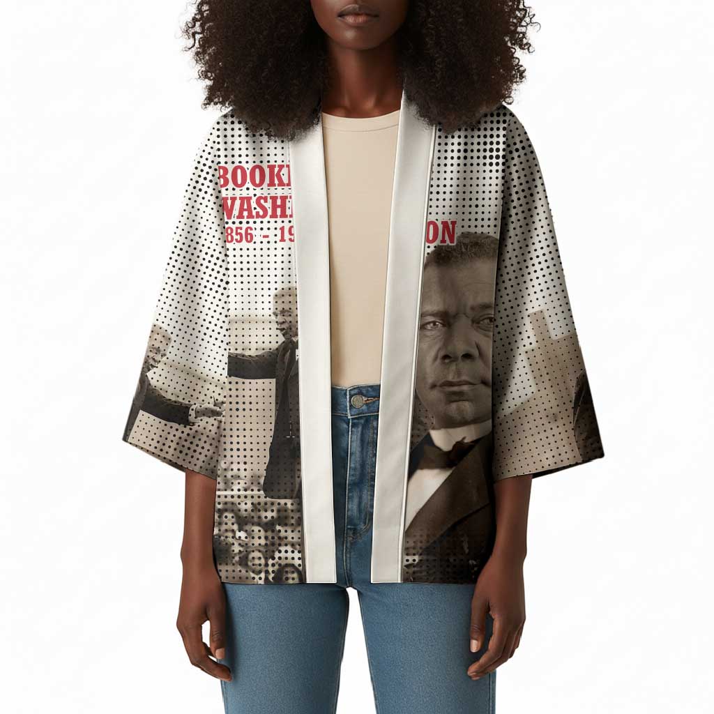 Booker T. Washington Kimono Halftone Portrait Design Tilling a Field Quote Historical Civil Rights Tribute - Wonder Print Shop