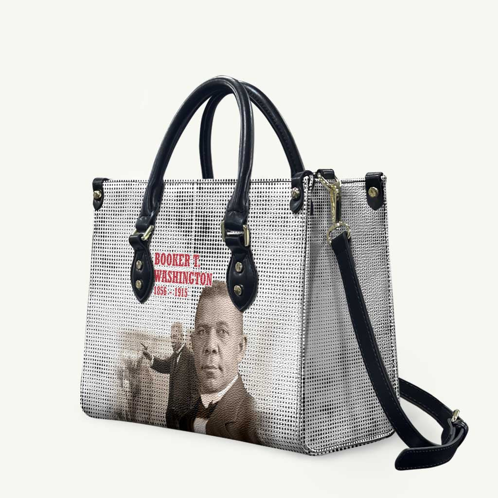 Booker T. Washington Leather Bag Halftone Portrait Design Tilling a Field Quote Historical Civil Rights Tribute - Wonder Print Shop