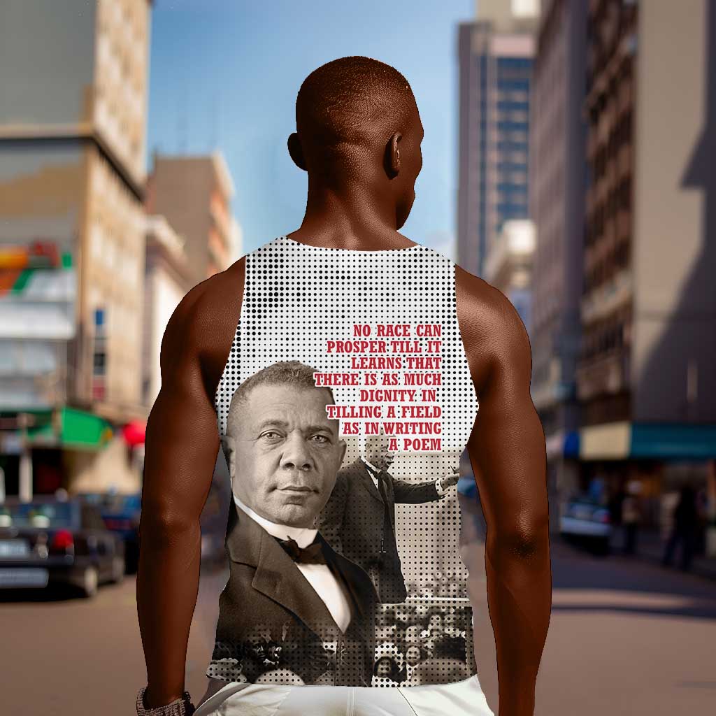 Booker T. Washington Men Tank Top Halftone Portrait Design Tilling a Field Quote Historical Civil Rights Tribute - Wonder Print Shop