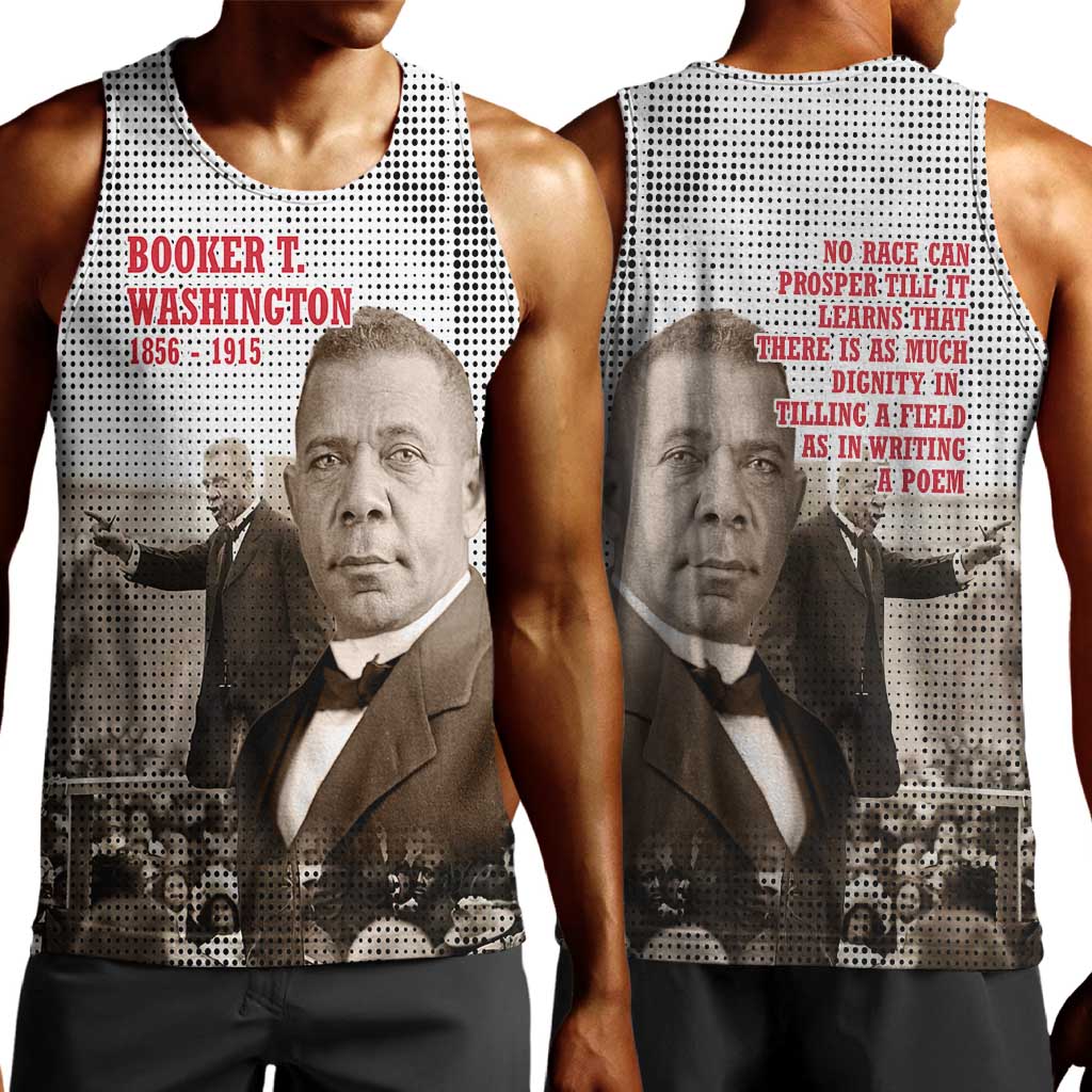 Booker T. Washington Men Tank Top Halftone Portrait Design Tilling a Field Quote Historical Civil Rights Tribute - Wonder Print Shop