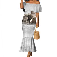 Booker T. Washington Mermaid Dress Halftone Portrait Design Tilling a Field Quote Historical Civil Rights Tribute TS04