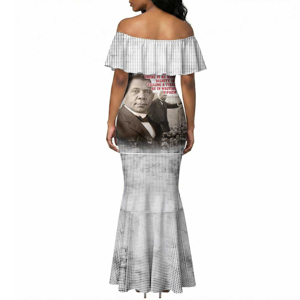 Booker T. Washington Mermaid Dress Halftone Portrait Design Tilling a Field Quote Historical Civil Rights Tribute TS04