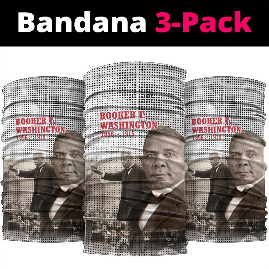 Booker T. Washington Neck Gaiter Halftone Portrait Design Tilling a Field Quote Historical Civil Rights Tribute - Wonder Print Shop