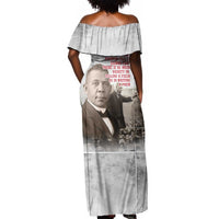 Booker T. Washington Off Shoulder Maxi Dress Halftone Portrait Design Tilling a Field Quote Historical Civil Rights Tribute - Wonder Print Shop