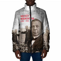 Booker T. Washington Padded Jacket Halftone Portrait Design Tilling a Field Quote Historical Civil Rights Tribute - Wonder Print Shop