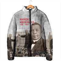 Booker T. Washington Padded Jacket Halftone Portrait Design Tilling a Field Quote Historical Civil Rights Tribute - Wonder Print Shop