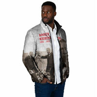 Booker T. Washington Padded Jacket Halftone Portrait Design Tilling a Field Quote Historical Civil Rights Tribute - Wonder Print Shop