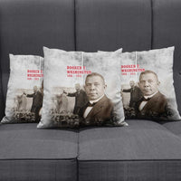 Booker T. Washington Pillow Cover Halftone Portrait Design Tilling a Field Quote Historical Civil Rights Tribute - Wonder Print Shop