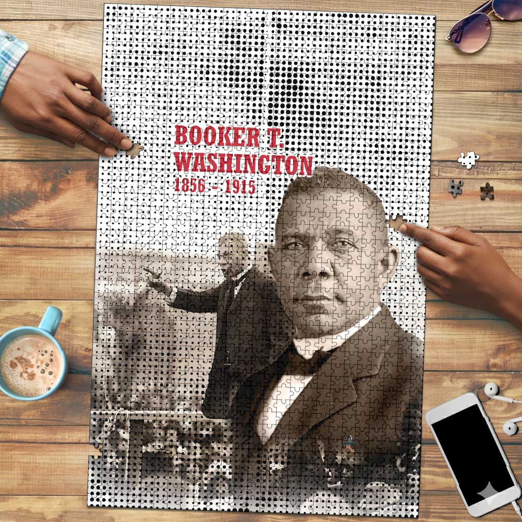 Booker T. Washington Puzzle Halftone Portrait Design Tilling a Field Quote Historical Civil Rights Tribute - Wonder Print Shop