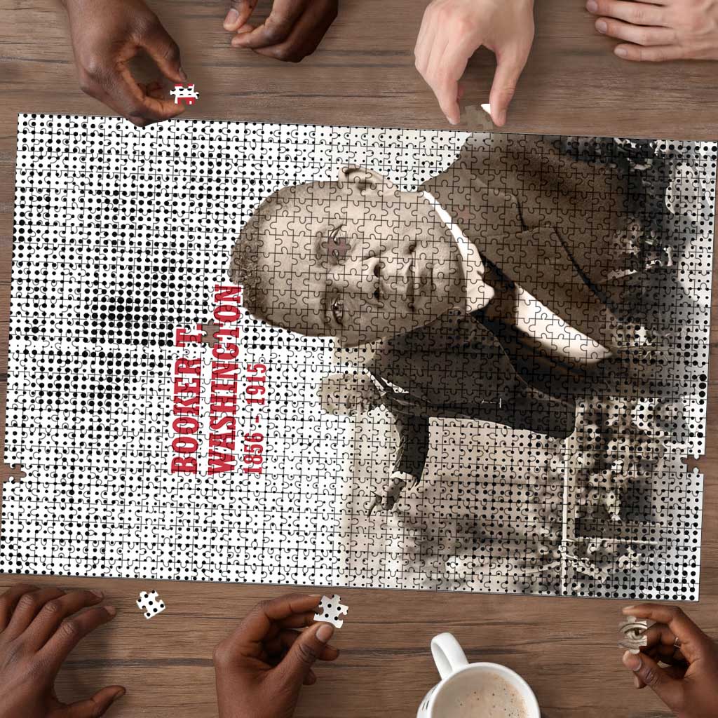 Booker T. Washington Puzzle Halftone Portrait Design Tilling a Field Quote Historical Civil Rights Tribute - Wonder Print Shop