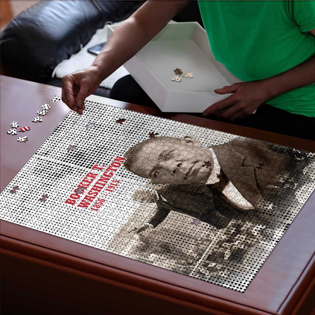 Booker T. Washington Puzzle Halftone Portrait Design Tilling a Field Quote Historical Civil Rights Tribute - Wonder Print Shop