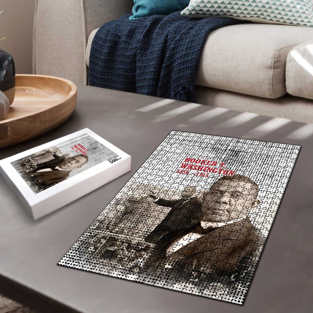 Booker T. Washington Puzzle Halftone Portrait Design Tilling a Field Quote Historical Civil Rights Tribute - Wonder Print Shop