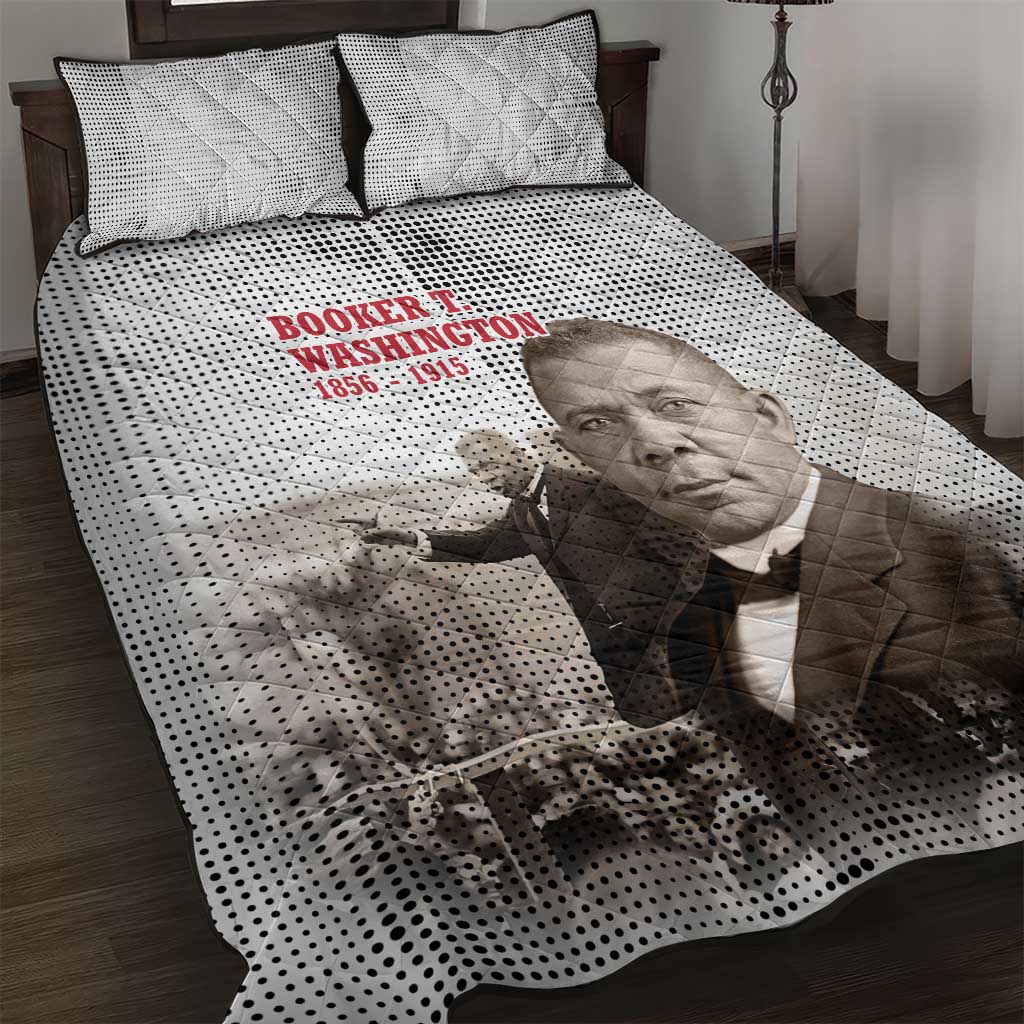 Booker T. Washington Quilt Bed Set Halftone Portrait Design Tilling a Field Quote Historical Civil Rights Tribute - Wonder Print Shop