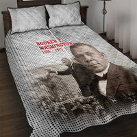 Booker T. Washington Quilt Bed Set Halftone Portrait Design Tilling a Field Quote Historical Civil Rights Tribute - Wonder Print Shop
