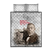 Booker T. Washington Quilt Bed Set Halftone Portrait Design Tilling a Field Quote Historical Civil Rights Tribute - Wonder Print Shop