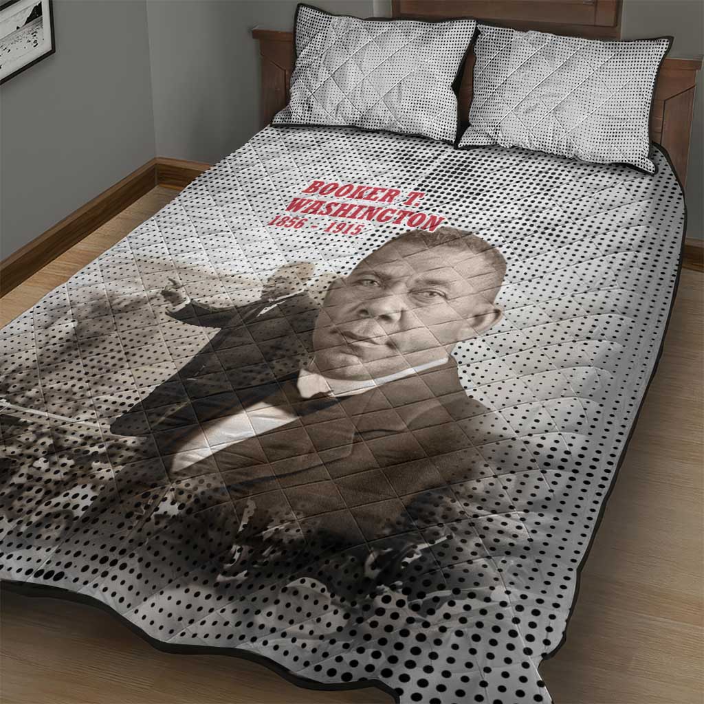 Booker T. Washington Quilt Bed Set Halftone Portrait Design Tilling a Field Quote Historical Civil Rights Tribute - Wonder Print Shop