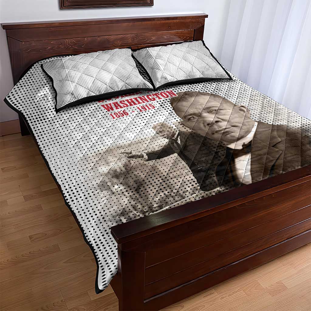 Booker T. Washington Quilt Bed Set Halftone Portrait Design Tilling a Field Quote Historical Civil Rights Tribute - Wonder Print Shop