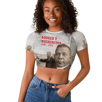 Booker T. Washington Raglan Cropped T shirt Halftone Portrait Design Tilling a Field Quote Historical Civil Rights Tribute TS04